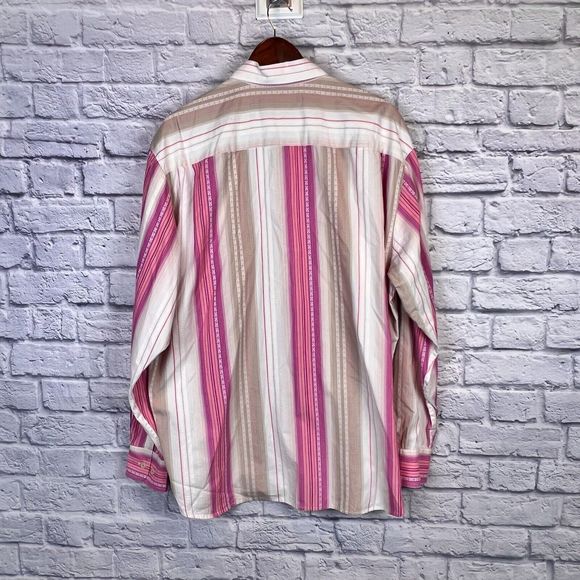 Tommy Bahama Mens‎ Button Up Gray Pink Striped Long Sleeve Silk Blend Shirt XLX - Picture 3 of 9